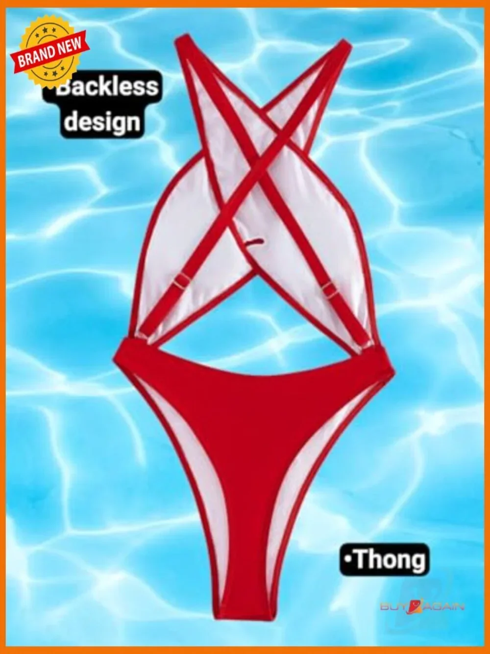 Cut Out Criss Cross Halter Neck Thong Monokini One Piece Swimsuit